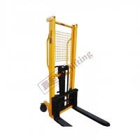 Narrow aisles manual forklift 1 ton 1.5 ton semi electric stacker mini forklift with Straddle Legs china  made  for lifting